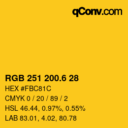 カラーコード: RGB 251 200.6 28 | qconv.com