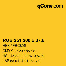 カラーコード: RGB 251 200.6 37.6 | qconv.com