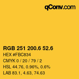 カラーコード: RGB 251 200.6 52.6 | qconv.com