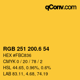 カラーコード: RGB 251 200.6 54 | qconv.com
