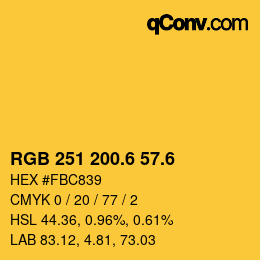 カラーコード: RGB 251 200.6 57.6 | qconv.com