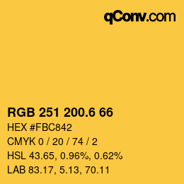カラーコード: RGB 251 200.6 66 | qconv.com