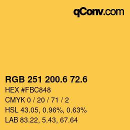 カラーコード: RGB 251 200.6 72.6 | qconv.com