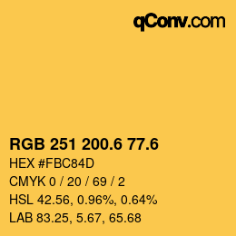 カラーコード: RGB 251 200.6 77.6 | qconv.com