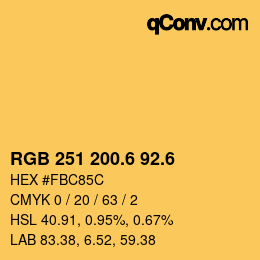カラーコード: RGB 251 200.6 92.6 | qconv.com