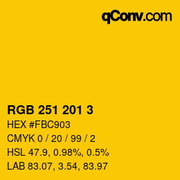 カラーコード: RGB 251 201 3 | qconv.com