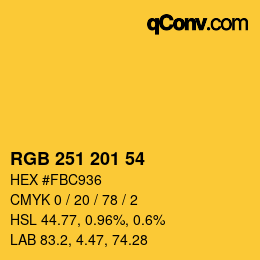 Color code: RGB 251 201 54 | qconv.com