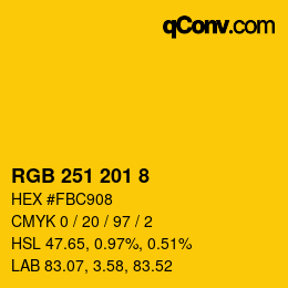 カラーコード: RGB 251 201 8 | qconv.com