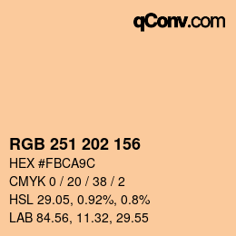 カラーコード: RGB 251 202 156 | qconv.com