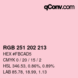 Color code: RGB 251 202 213 | qconv.com