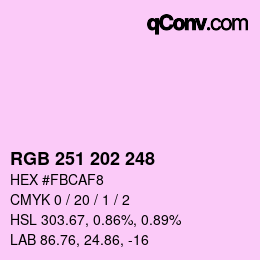 Color code: RGB 251 202 248 | qconv.com