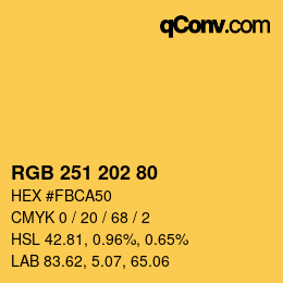 Color code: RGB 251 202 80 | qconv.com