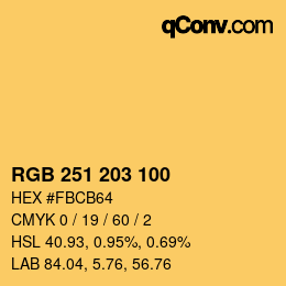 カラーコード: RGB 251 203 100 | qconv.com