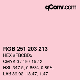 颜色代码: RGB 251 203 213 | qconv.com