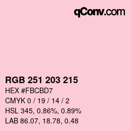 Farbcode: RGB 251 203 215 | qconv.com