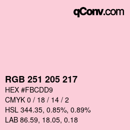 Color code: RGB 251 205 217 | qconv.com