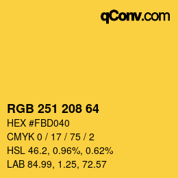 カラーコード: RGB 251 208 64 | qconv.com