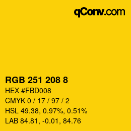 Color code: RGB 251 208 8 | qconv.com