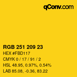 カラーコード: RGB 251 209 23 | qconv.com