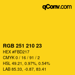 カラーコード: RGB 251 210 23 | qconv.com