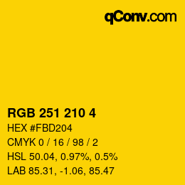 Color code: RGB 251 210 4 | qconv.com