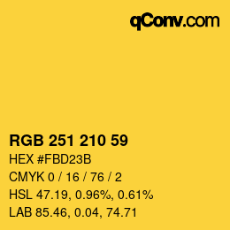 カラーコード: RGB 251 210 59 | qconv.com