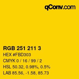 Color code: RGB 251 211 3 | qconv.com