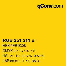Color code: RGB 251 211 8 | qconv.com