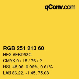 カラーコード: RGB 251 213 60 | qconv.com