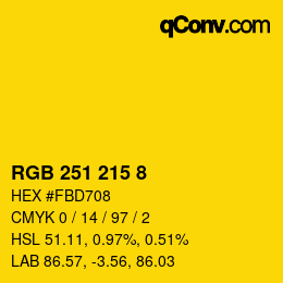 カラーコード: RGB 251 215 8 | qconv.com