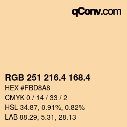 カラーコード: RGB 251 216.4 168.4 | qconv.com