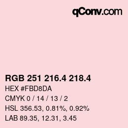 カラーコード: RGB 251 216.4 218.4 | qconv.com