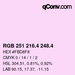カラーコード: RGB 251 216.4 248.4 | qconv.com