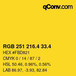 カラーコード: RGB 251 216.4 33.4 | qconv.com