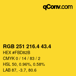 カラーコード: RGB 251 216.4 43.4 | qconv.com