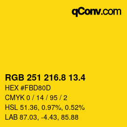 カラーコード: RGB 251 216.8 13.4 | qconv.com