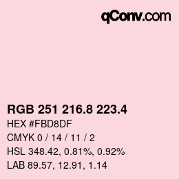 カラーコード: RGB 251 216.8 223.4 | qconv.com