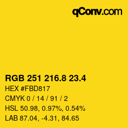 カラーコード: RGB 251 216.8 23.4 | qconv.com