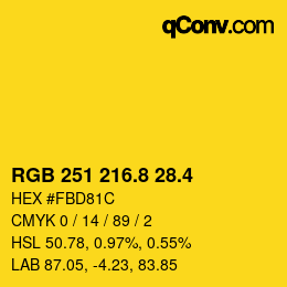 カラーコード: RGB 251 216.8 28.4 | qconv.com