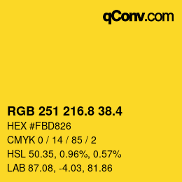 カラーコード: RGB 251 216.8 38.4 | qconv.com