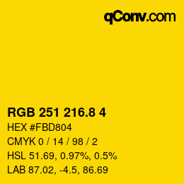 カラーコード: RGB 251 216.8 4 | qconv.com