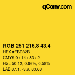 カラーコード: RGB 251 216.8 43.4 | qconv.com