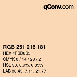Color code: RGB 251 216 181 | qconv.com