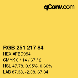 颜色代码: RGB 251 217 84 | qconv.com