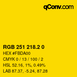 カラーコード: RGB 251 218.2 0 | qconv.com