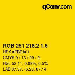 カラーコード: RGB 251 218.2 1.6 | qconv.com