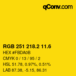 カラーコード: RGB 251 218.2 11.6 | qconv.com