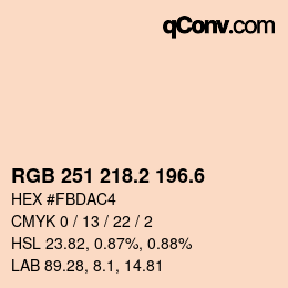 カラーコード: RGB 251 218.2 196.6 | qconv.com