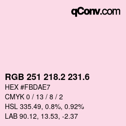 カラーコード: RGB 251 218.2 231.6 | qconv.com