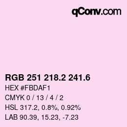 カラーコード: RGB 251 218.2 241.6 | qconv.com